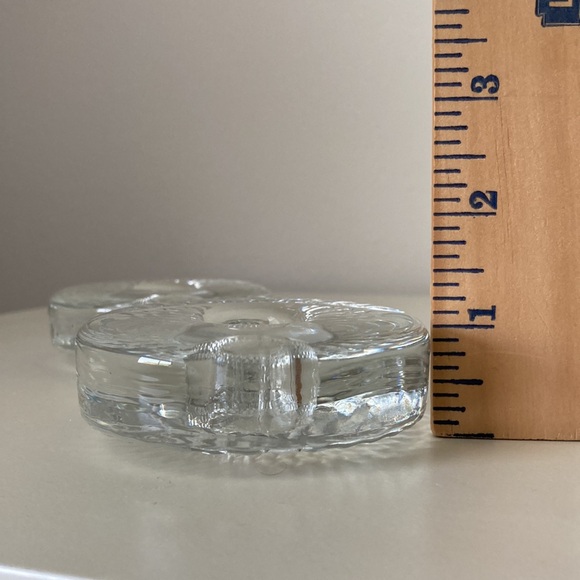 Vintage Glass Candlestick Holders solid glass starburst design heavyweight - Picture 7 of 11